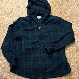 L.L. Bean Women's Green and Blue Plaid Utility Jacket